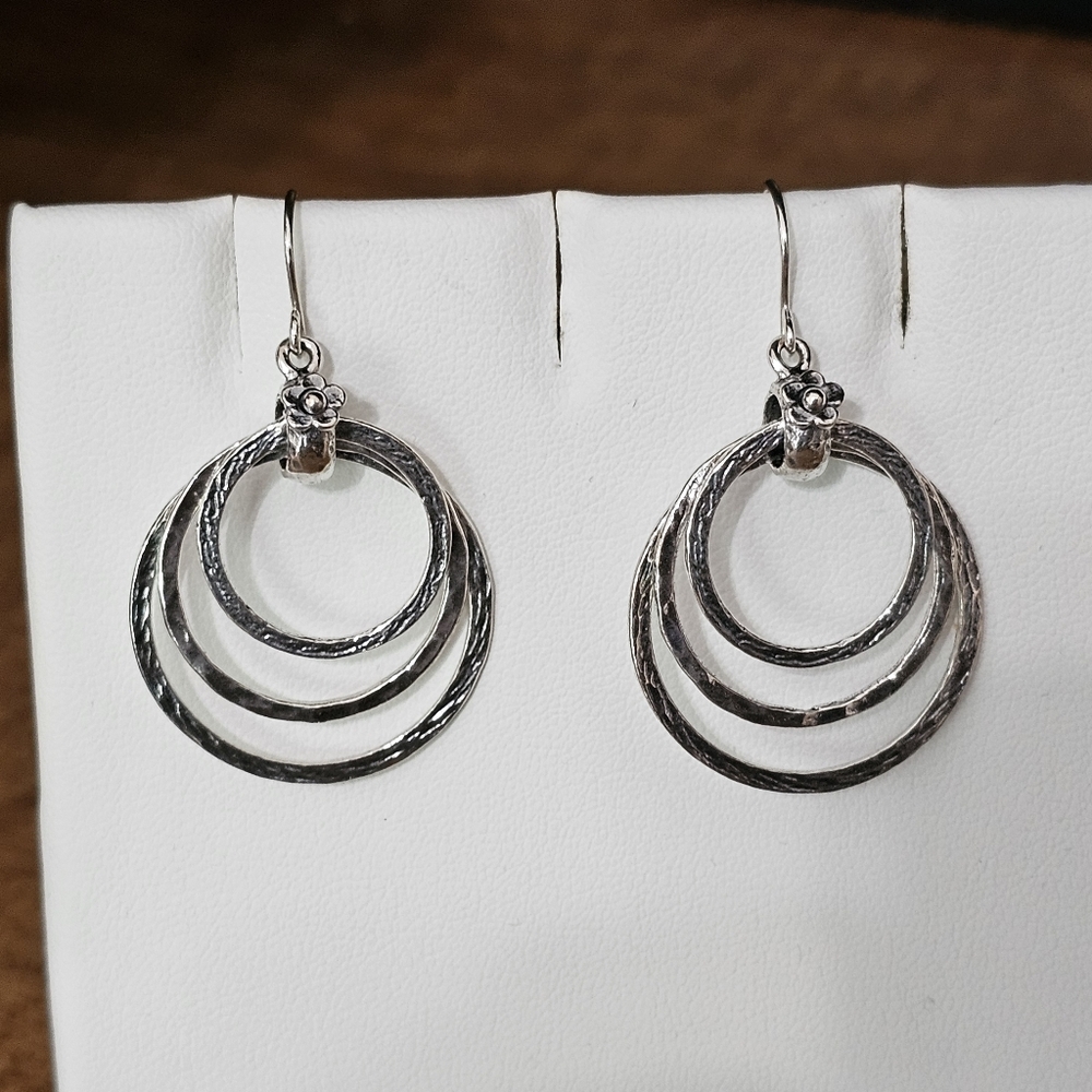 Didae Sterling 925 Silver Triple Circle Dangle Earrings - Picture 5 of 11